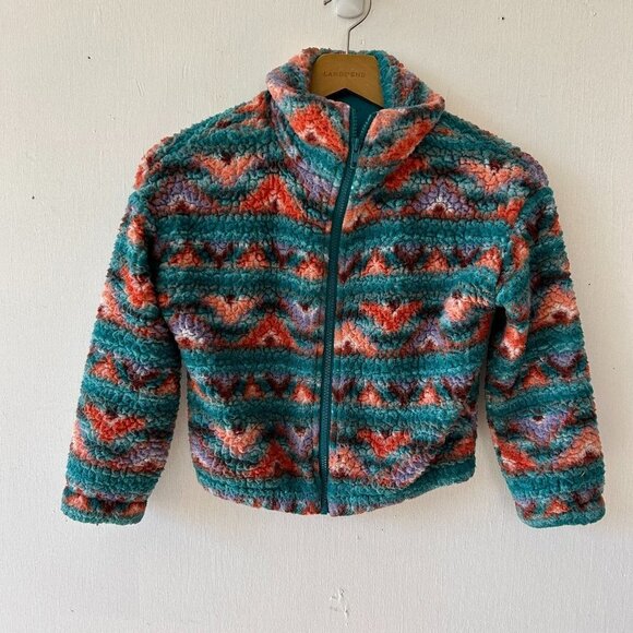 Art Class Teddy Bear Jacket Girls Small 6/6x Full Zip Colorful Southwestern - Picture 1 of 4